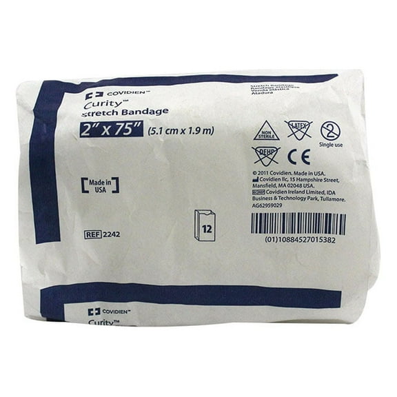 Covidien Elastic Bandage Cotton / Polyester Adhesive Bandage, 2" x 75", 12 Count