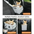 thumbnail image 3 of Pawaboo Center Console Dog Booster Car Seat, Dog Car Seat with Soft Plush, Portable & Comfortable Pet Bed for Car with Fixing & Safety Leash, Dog Travel Carseat Fits Under 12LBS Pet, Gray+Beige, 3 of 7