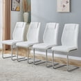 thumbnail image 5 of NYEESS Set of 4 White High Back Dining Chairs Armless with Waterproof Faux Leather Upholstered Seat Chrome Metal Legs for Kitchen Dining Room, 5 of 11