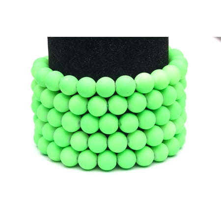Green Prehnite 10mm Round Beads - Frosted Glass Beads Neon Green Rubber-Tone Beads 10mm Round Sold Per Pkg of 2x32Inch (180 Beads)