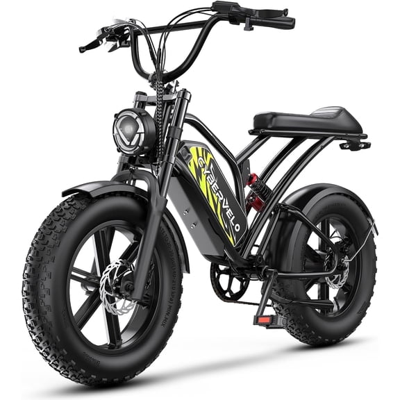 Cybervelo Electric Bike for Adults 1500W Peak 20" Fat Tire All-Terrain E-Bike 80 Miles 30MPH Dirt Bike Sand Mountain Snow off road Large 48V 30AH Battery Powered Motorcycle