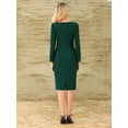 thumbnail image 5 of DARING DIVA Women's Vintage Pencil Asymmetrical Neck Long Sleeves Dress XL Green, 5 of 7