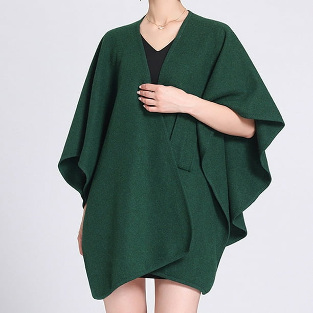 Capa de lana de color liso para mujer, chaqueta, bufanda