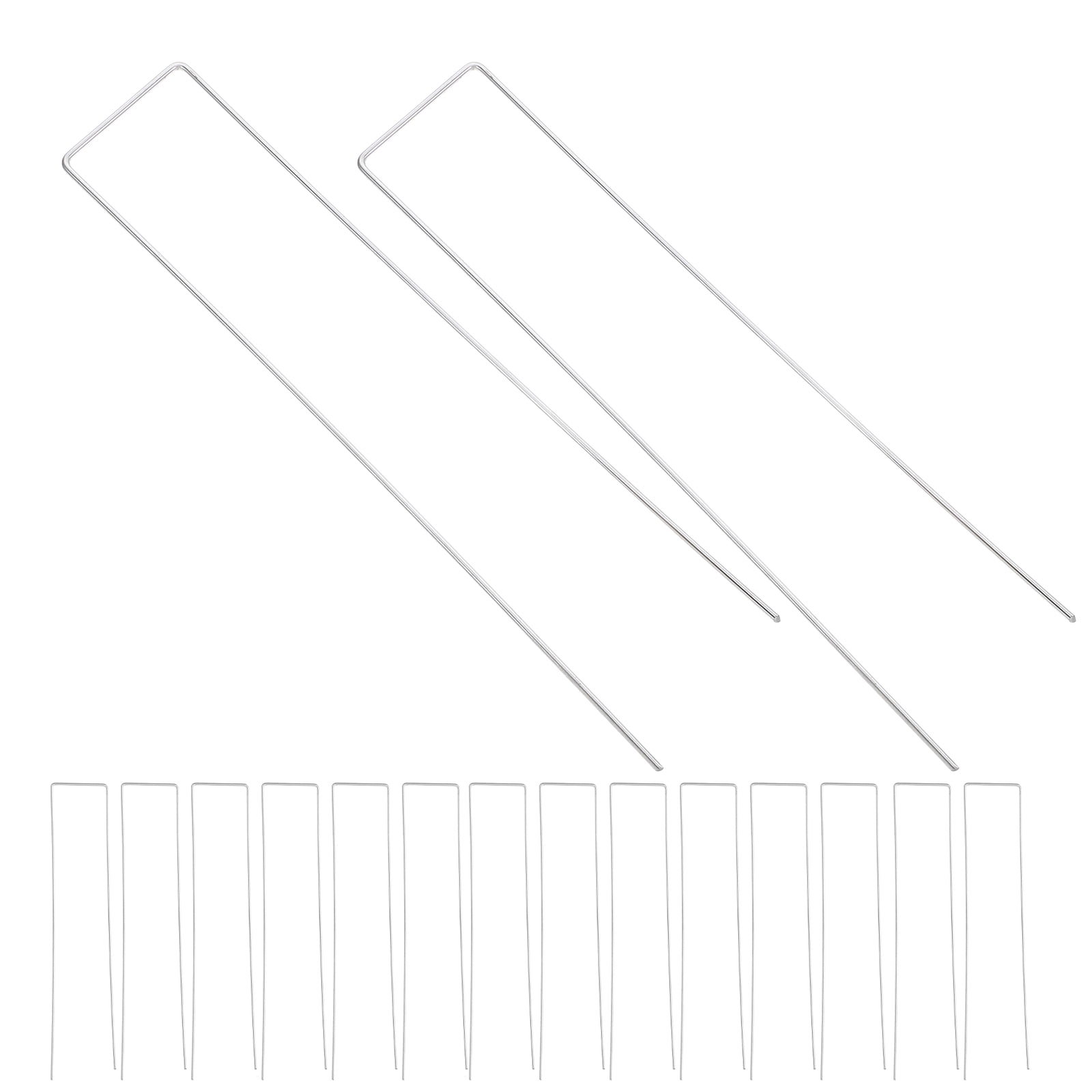 Toyandona U-Shaped Garden Stakes Zinc Plated Steel Wire for Outdoor Fixing 100Pcs