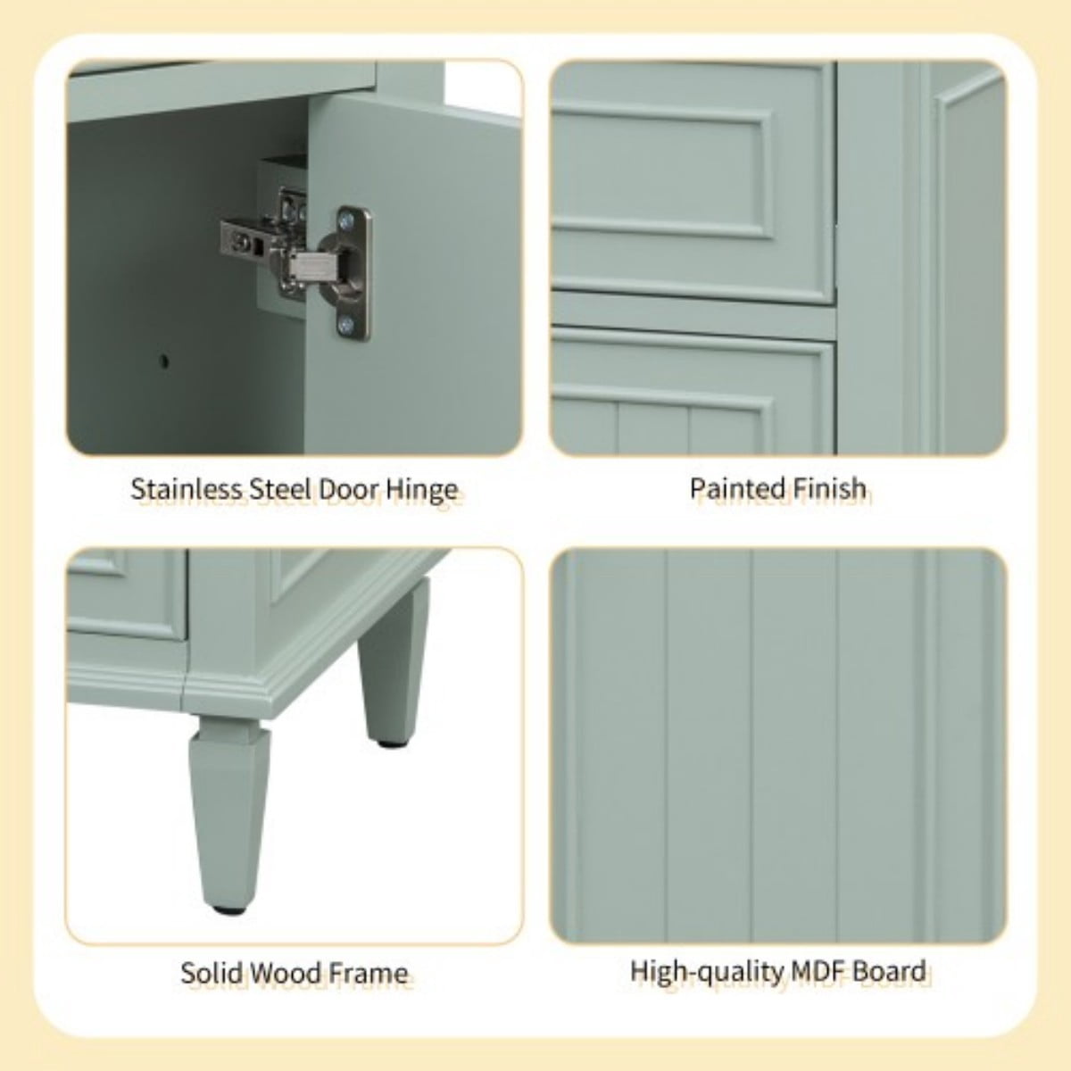 24" Bathroom Vanity with Sink, Modern Bathroom Vanity Cabinet with Flip Drawer, 2 Drawers, Adjustable Shelf, Solid Wood & MDF, Green