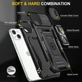 thumbnail image 3 of Cowithday Heavy Duty Rugged Case for iPhone 15, Case with Rotatable Ring Kickstand & Slide Camera Cover, Support Magnetic Car Mount, Soft TPU Shockproof Hard PC Back Case - Black, 3 of 7