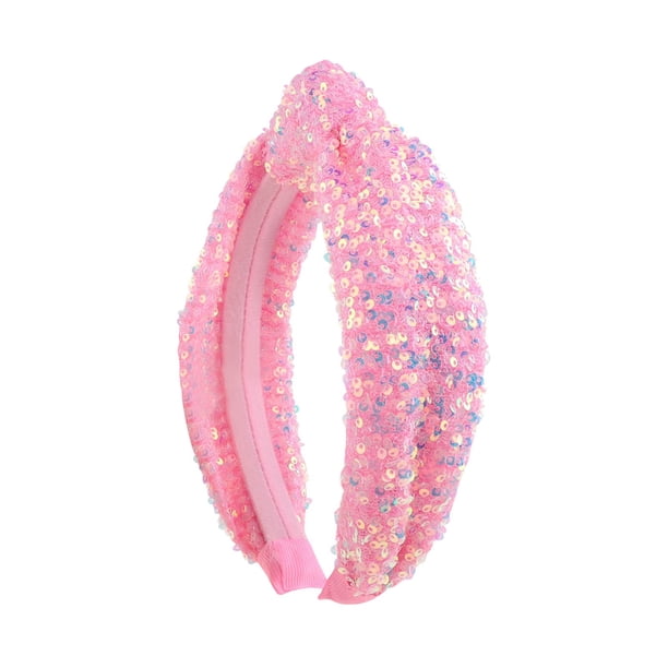 Diadema alta versátil para mujer con lentejuelas de colores, elegante diadema anudada