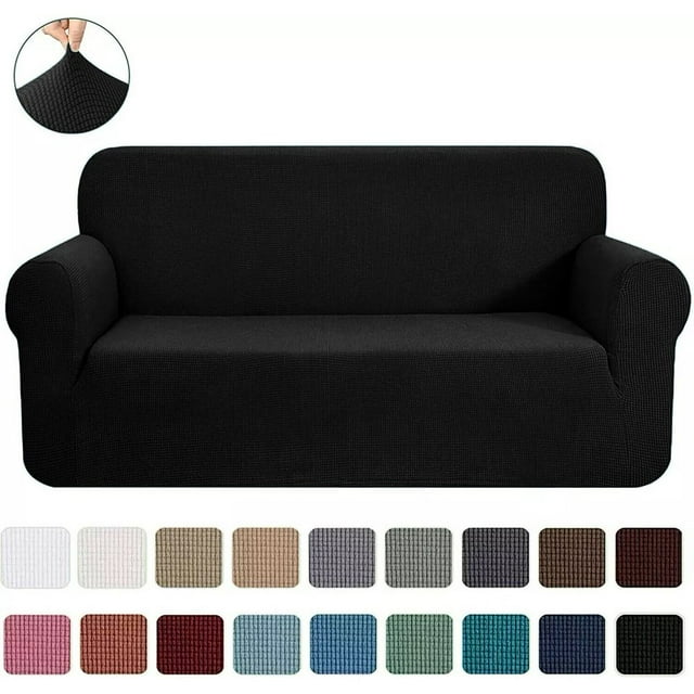 Ensemble 2 Pcs 2024 Housse de Canapé et Causeuse Protège-Canapé Extensible 4 Directions Élastique - 96” x 74” Bleu Marine