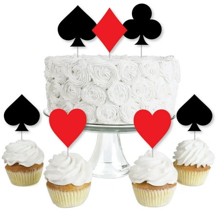 Las Vegas - Dessert Cupcake Toppers - Casino Party Clear Treat Picks - Set of