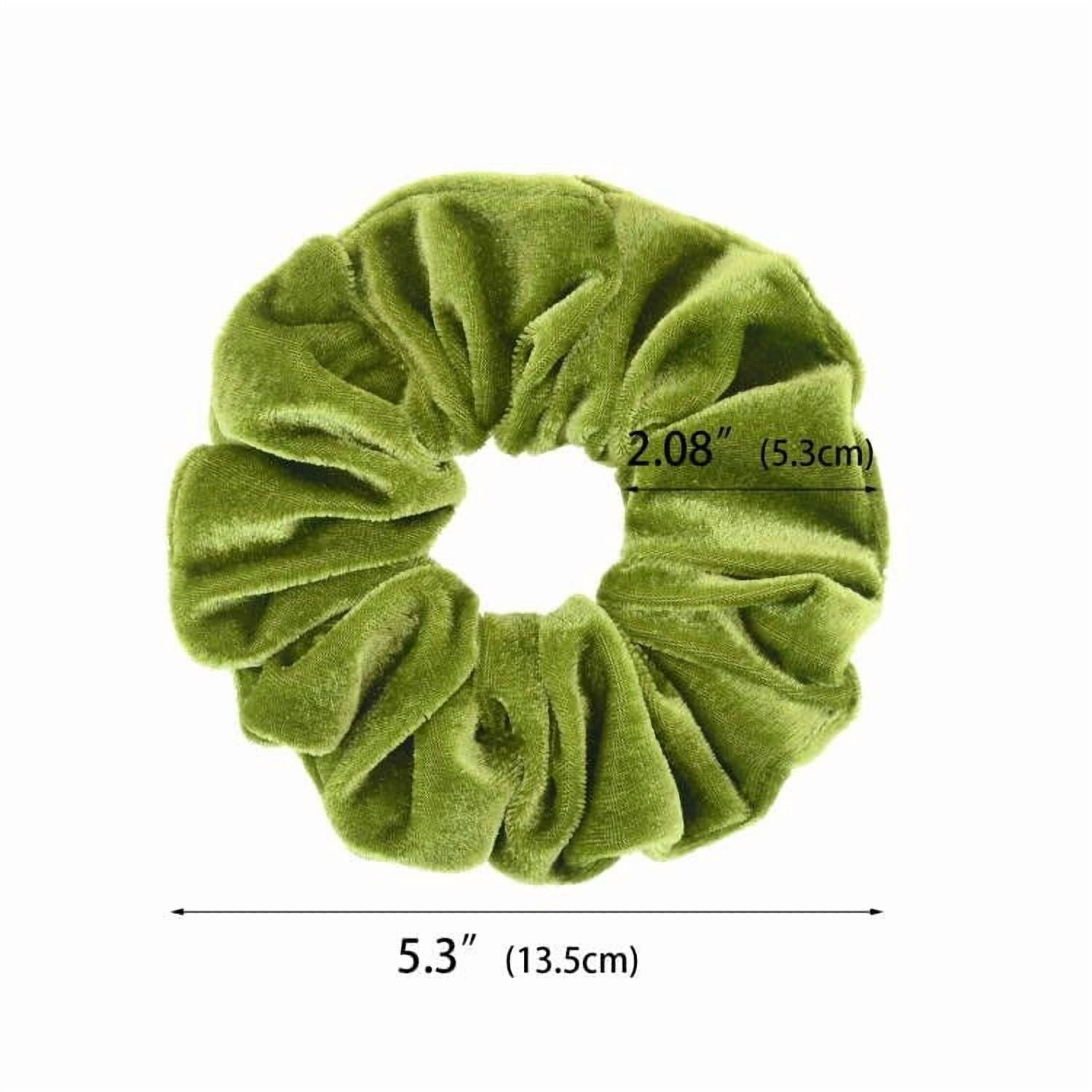 -2 Pcs Large Velvet Scrunchies for Women Thick Hair Girls' Hair Scrunchies (olive green)