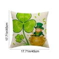 thumbnail image 3 of VBBHG St Patricks Day Shamrock Dwarf Gnome Pillow Cover, 17.71x17.71 Inch Clover Gold Coins Tiny Ladybug Cushion Case Decoration for Sofa Couch, 3 of 6