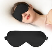 THXSILK 22 Momme Silk Sleep Eye Mask, Lightweight & Comfortable, Super Soft Eye Mask for Sleeping, Naps, Night Blindfold Eyeshade, Black