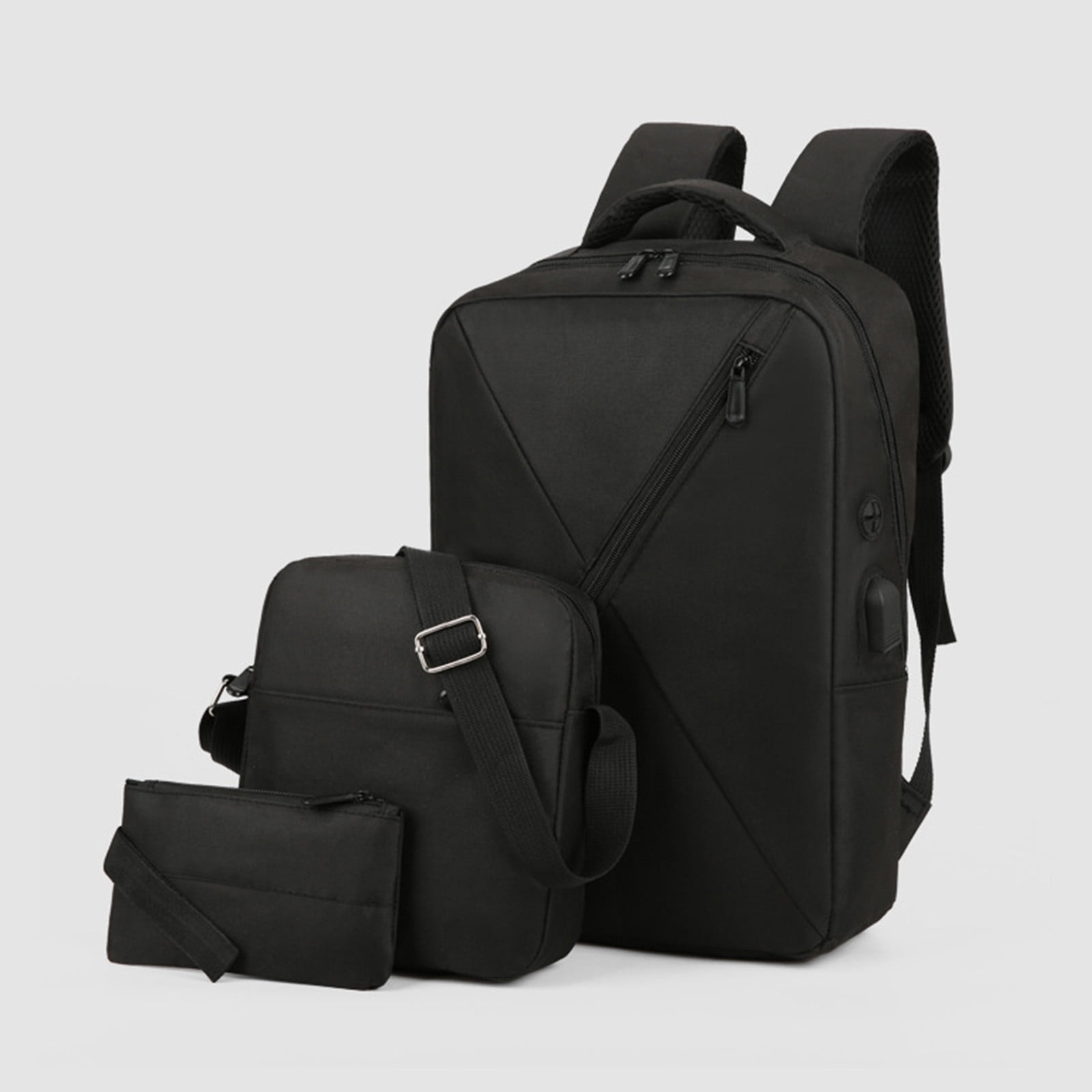 Pvdgvd Backpack Three Piece Set, Large Capacity Usb Student Backpack, Suitable For School And Outdoor Travel, Computer Bag For Men And Women With Large Capacity Black
