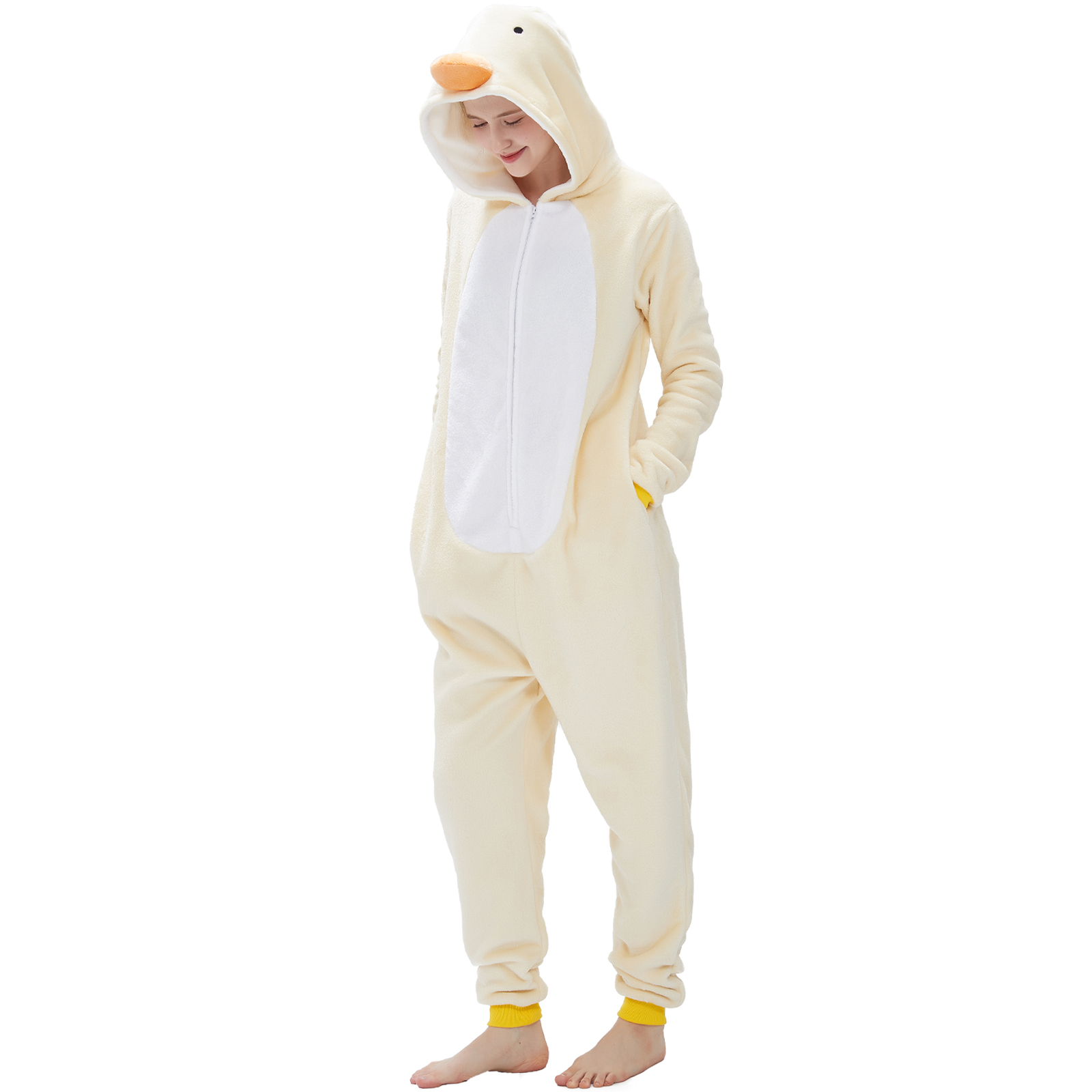 SWEETXIN Adult Halloween One-Piece Pajamas Duck Cosplay Costume Suit for Women and Men SizeL