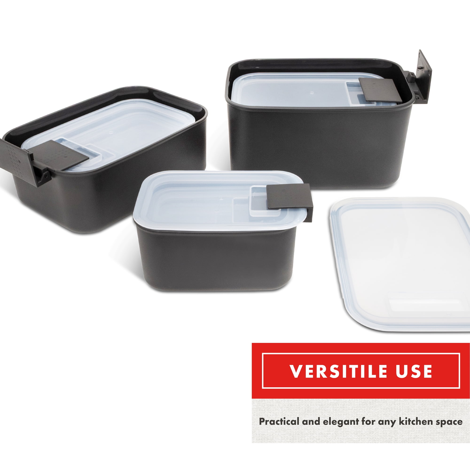 Emeril Lagasse Short and Tall Plastic Rectangular Food Storage Set, 9pc Set