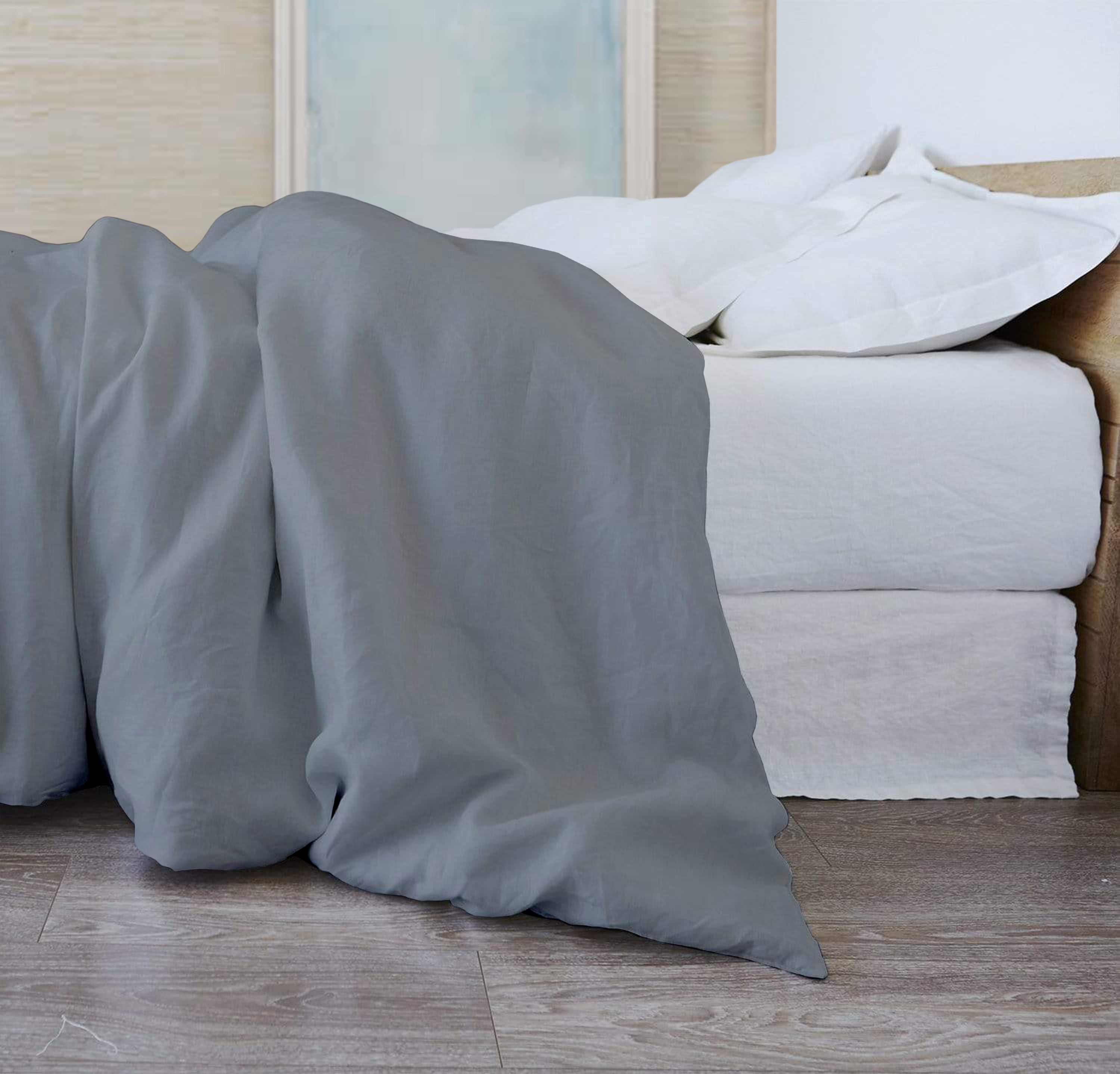 A1HC Organic Cotton Duvet Cover 300 Thread Count GOTS Certified, Soft & Silky Sateen Weave, King 92"x108" - Dark Gray