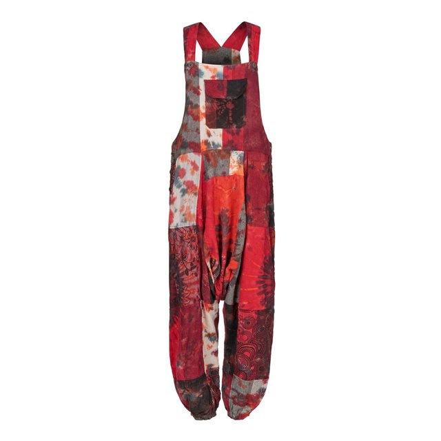 Puntoco, mono y mono con botones estampados para mujer, mono con tirantes holgados con estampado abstracto de verano, mono con tirantes y botones Puntoco Puntoco-942