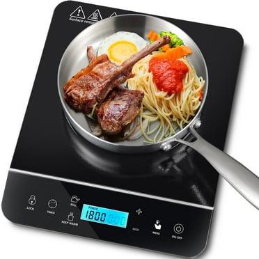 AMZCHEF Portable Induction Cooktop 1800W Sensor Touch, 8 Power Settings & 180min Timer for Cooking, Black Crystal Glass Surface with LED Display