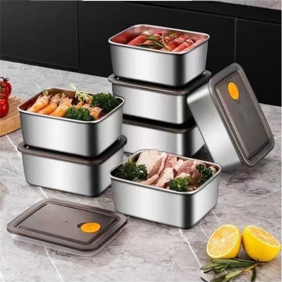 Stainless Steel Food Storage Containers for Kitchen Airtight Sealing Lids and Durable Fridge Organizer Bento Lunch Prep