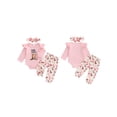 thumbnail image 2 of BemeyourBBs Western Baby Girl Cowgirl Clothes Newborn Baby Girls Litter Sister Outfit Letter Long Sleeve Romper Boot Print Pants Set Bow Headband 3 Pcs Spring Fall Winter Clothing, 2 of 9