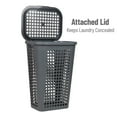 thumbnail image 5 of Mind Reader Plastic Tapered Laundry Hamper with Lid, Clothes Basket with Swiss Cross Cut-Outs, Grey, 5 of 6