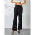 thumbnail image 4 of Women Spring Pajamas Trousers, Lace Patchwork Elastic High Waist Long Pants Nightwear Lounge Bottoms, 4 of 10