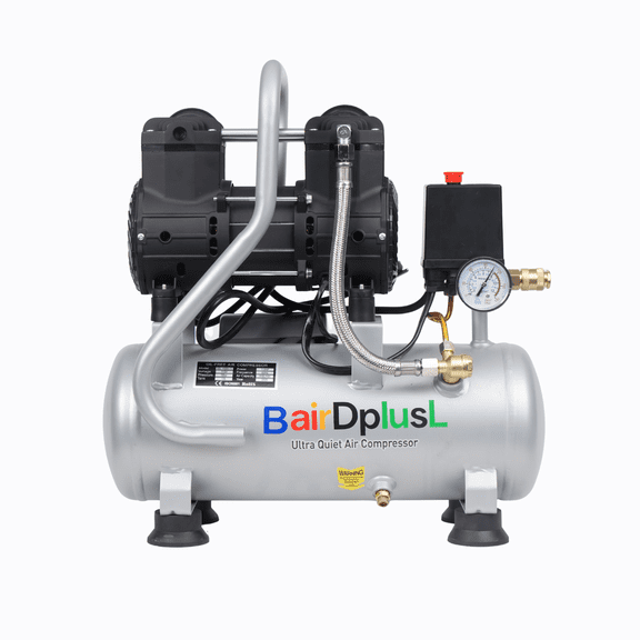 3.2 Gallon Ultra Quiet Air Compressor 110V/60Hz 1.5HP 8.8CFM, MAX 115PSI Steel Tanks Oil-Free 70dB Noise Level Light & Quiet Portable Air Compressor with Wheels for Auto Repair