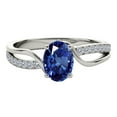 thumbnail image 4 of AoneJewelry Women's 1.00 Carat Oval Shape Sapphire and Diamond Ring in 10K Rose, White & Yellow Gold, 4-Prong Setting, 4 of 5
