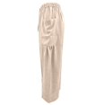 thumbnail image 5 of Only Moment Straight Leg Linen Pants High Waisted Work Pants for Women with Pockets High Waist Stretch Dress Casual Sweatpants Beige,XL, 5 of 9