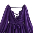 thumbnail image 6 of MIUOWANP Clothes A-Line Dresses for Women Lightweight Women's Fall Sexy Solid Color Lantern Long Sleeved V-neck Patchwork With Belt Off Shoulder Dress,US Size S Purple, 6 of 7