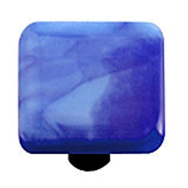 Hot Knobs HK2007-KB Tourbillon Bleu Cobalt Carré Verre Armoire Bouton - Noir Poste