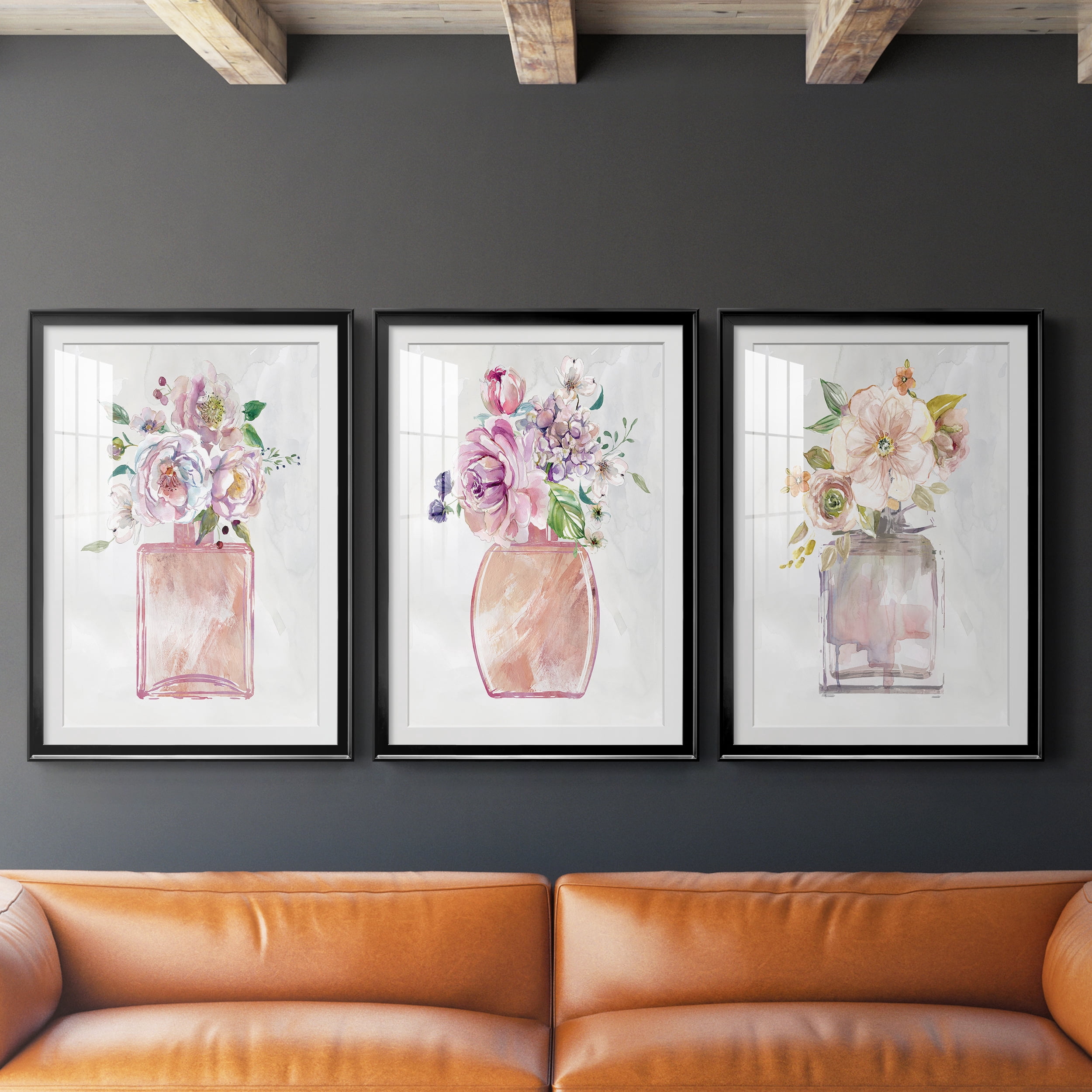 Fragrance of Summer I Premium Framed Prints Set of 3 - Ready to Hang - 26.5 x 36.5 Each - Black Frame