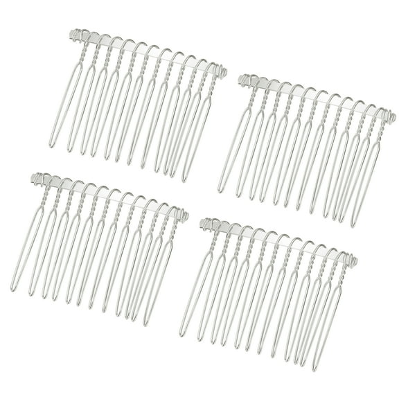 Vocoste 4 Pcs No Slip Hair Side Combs Accessories Metal Silver Tone 1.97"x1.57"