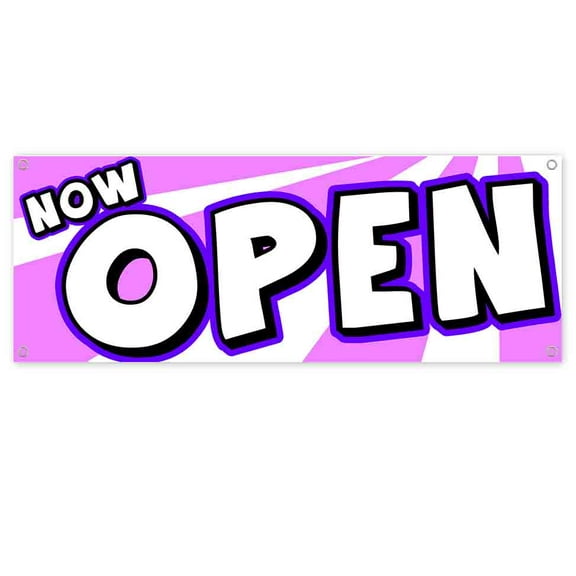 Now Open 13 oz Vinyl Banner With Metal Grommets