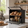 thumbnail image 4 of YUCHANG Double Layer Bamboo Bread Box -Large Capacity Bread Storage Container for Kitchen Counter,with Acrylic Door Panel Family Gift(Black), 4 of 10