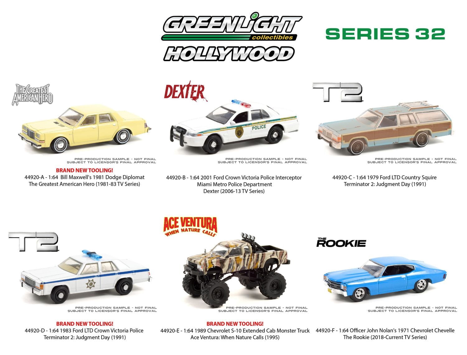 GreenLight 1:64 Hollywood Jouet Véhicules Série 32