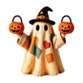thumbnail image 2 of Izexuh Vintage Patchwork Ghost Halloween Light Halloween Table Decor with Cute Witch Hat Design,Warm Glow Desktop Ornament for Shelf and Mantel Display, 2 of 7