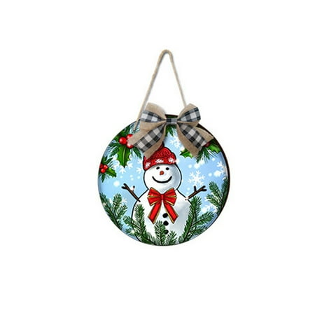 

Yoslce Bows Ornaments Christmas Snowman Bow Wooden Pendant Holiday Party Porch Decoration Hanging
