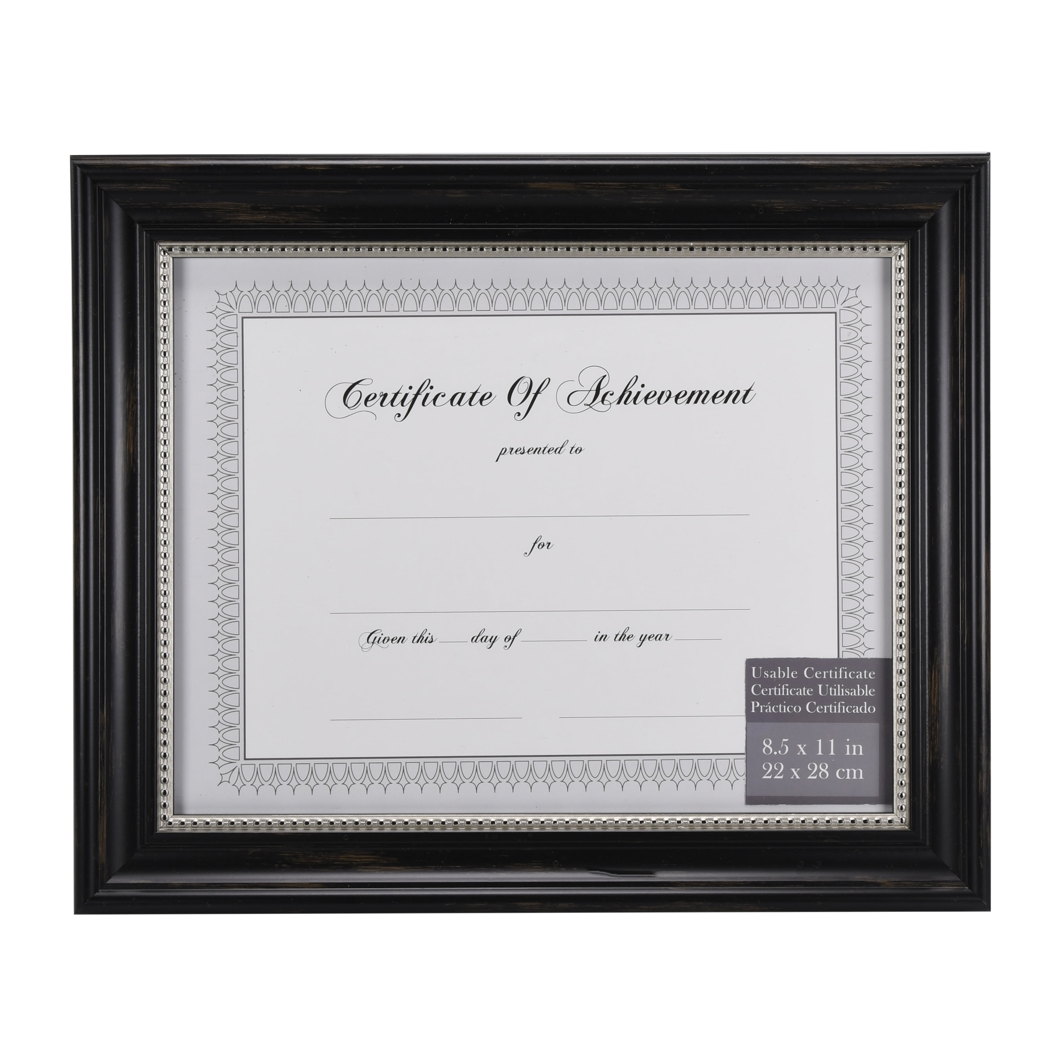 Gallery Solutions Pinnacle 8.5" x 11" Black Document Frame