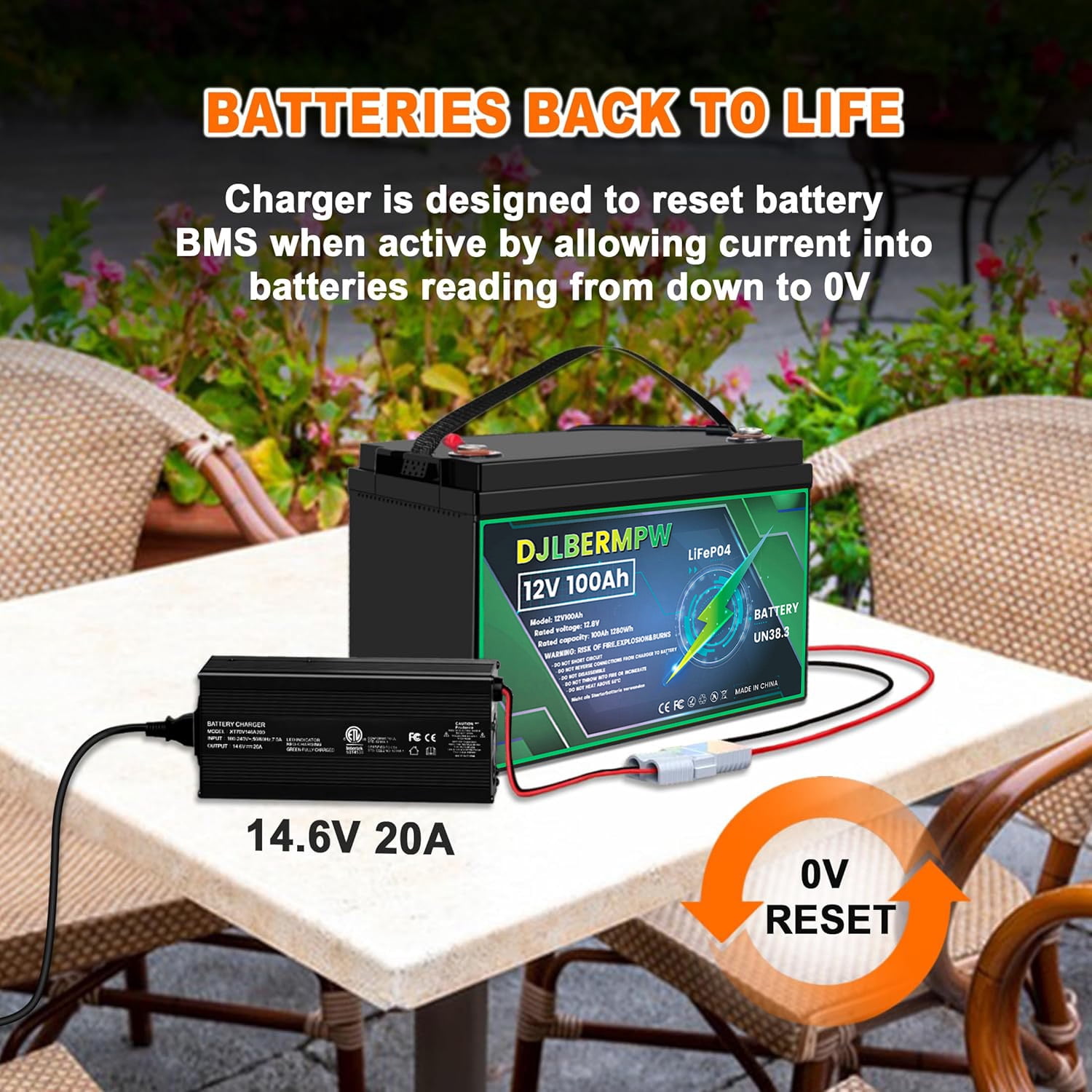 12V 20A LiFePO4 Battery Charger 14.6V Lithium Charger for 12.8V Deep Cycle Lithium Rechargeable Batteries