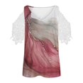 thumbnail image 4 of Fiudx Ofertas Del Día Tops de Encaje con Estampado de Manga Corta y Cuello En V a La Moda para Mujer, 4 of 5