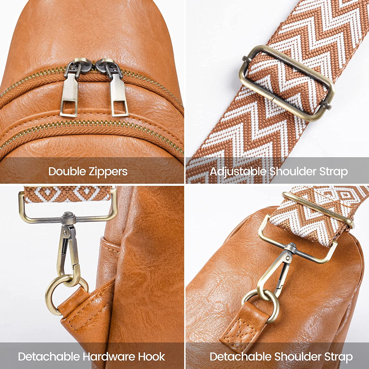 Sling Bag for Women PU Leather Sling Bags for Women Crossbody Fashion Sling Backpack Multipurpose Chest Bag for Women