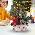 thumbnail image 5 of Evergreen Christmas Ornaments Pine Needle Branch with Red Berries Pinecones and Other Ornaments, Artificial Potted Plants for Table Mantel Office Or Entryway Holiday Decor, 5 of 6