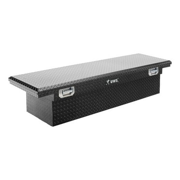 UWS EC10492 Pull Handle 69-Inch Gloss Black Heavy-Wall Aluminum Truck Tool Box with Low Profile, RigidCore Lid