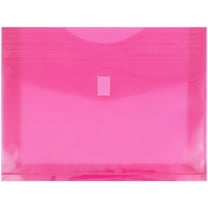 JAM Paper Plastic Expansion Envelopes, Hook & Loop, Letter Booklet, 9 3/4 x 13, 2 in Expansion, Fuchsia Pink, 3/Pack