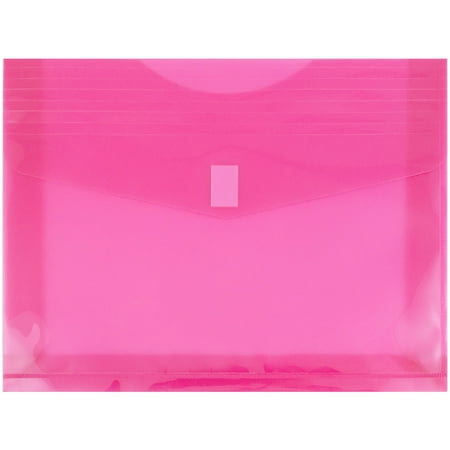 UPC: 0799418483375 | JAM Plastic Hook & Loop Envelopes  9.8x13x2  12/Pack  Fuchsia Pink  2 Inch Expansion