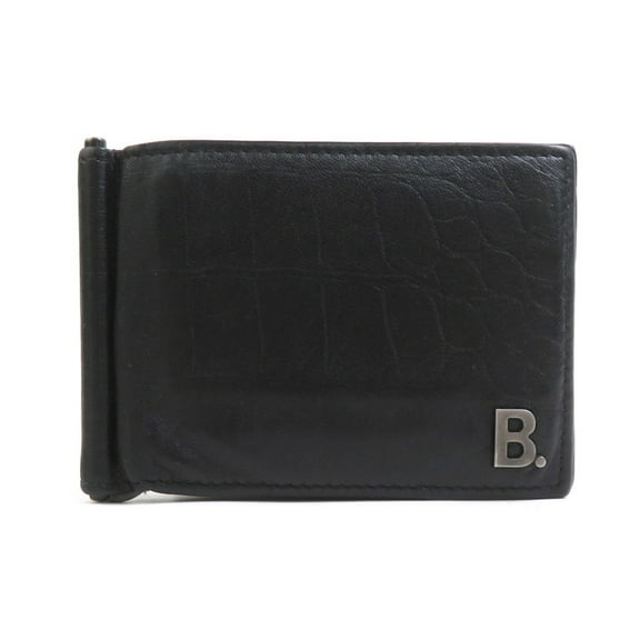 Pre-Owned BALENCIAGA Billfold Wallet Leather Black Men's 601346 r10611a (Good)