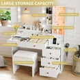 thumbnail image 5 of PUFFCAFE Vanity Desk with Mirror and Lights,Makeup Vanity Table Set with Drawers & Chair & Jewelry Storage Cabinet,White Vanity, 5 of 9