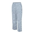 thumbnail image 4 of Summer Pants for Women, Embroidered Floral Cropped Loose Casual Straight with Pocket, Blue S-3XL, 4 of 5