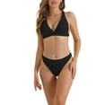 thumbnail image 1 of INSPIRAR CHIC Conjuntos de Bikini de V Cuello Cruzado para Mujeres de 2 Piezas con Parte Inferior Triangular con Cuerda en la Espalda Trajes de Baño Talla X-Large Negro, 1 of 5